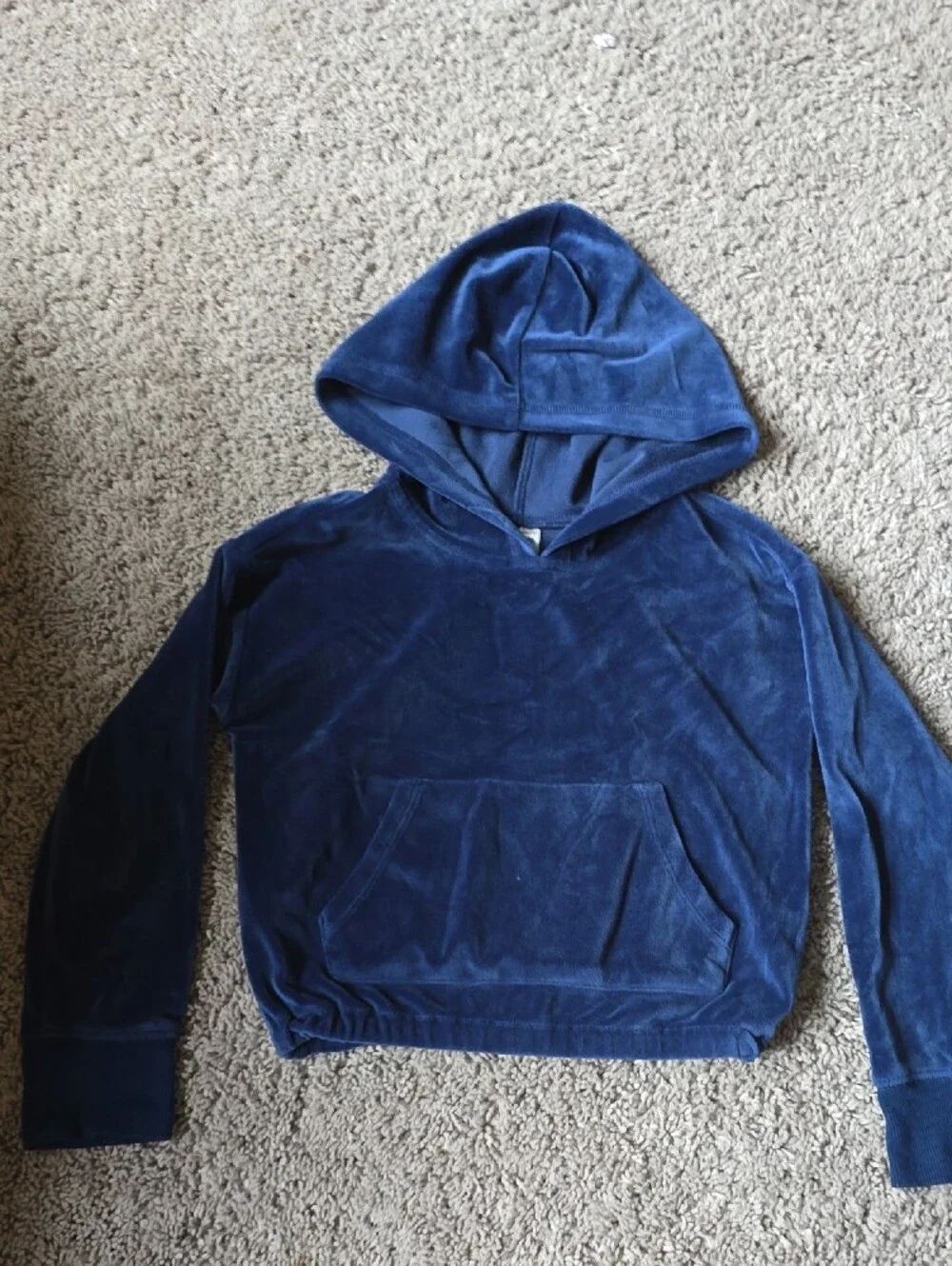 Girls Velour Hooded Sweatshirt & Legging Set - Deep Blue